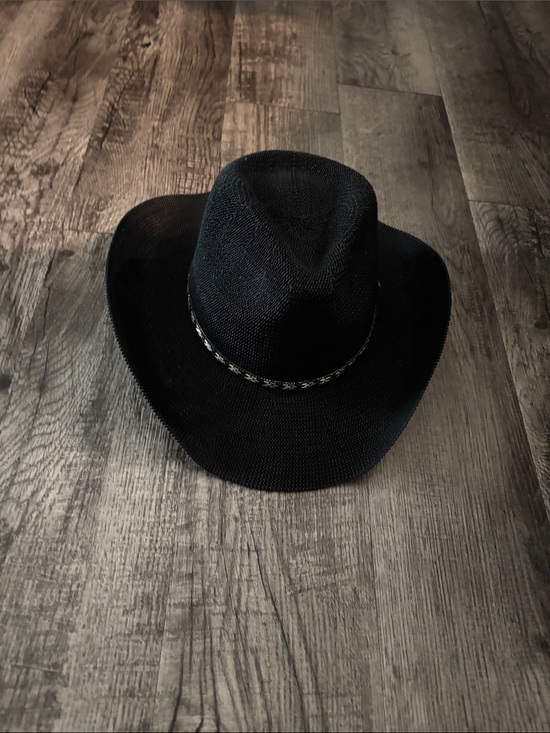 C.C Accessories - C.C  Woven Cowgirl Hat with Beading Detail - Black - One Size